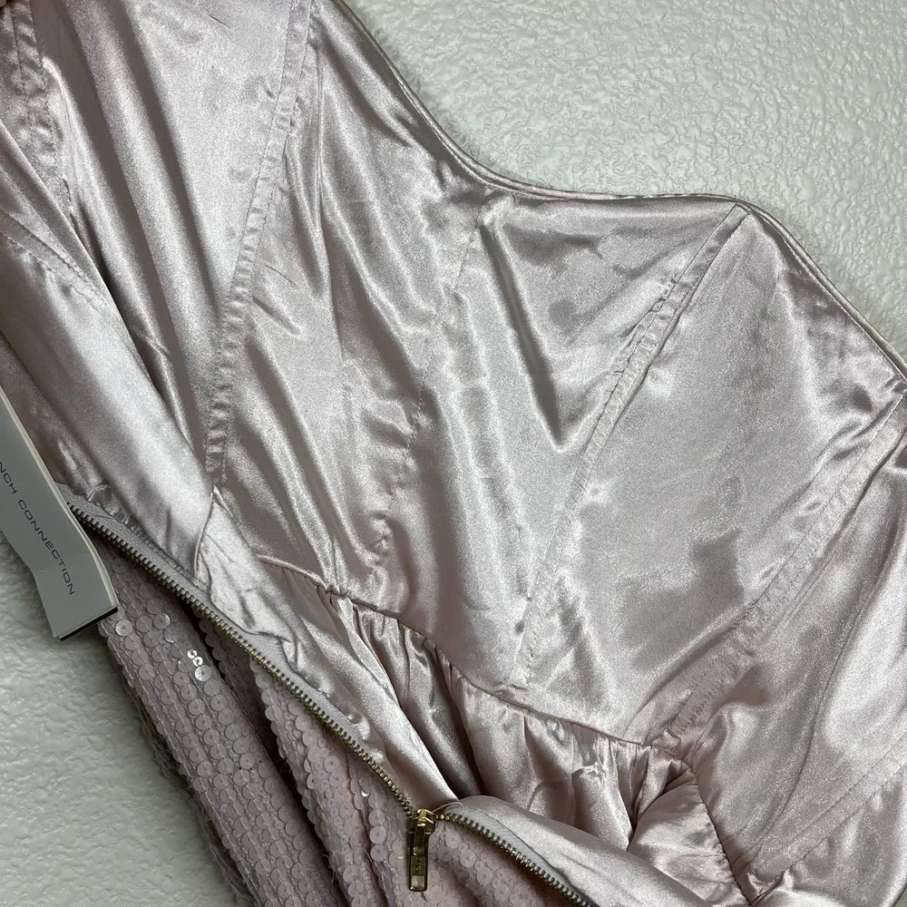 French‎ Connection Spicey Sequin Strapless Mini Dress Grey/Pink Spicy Size 8